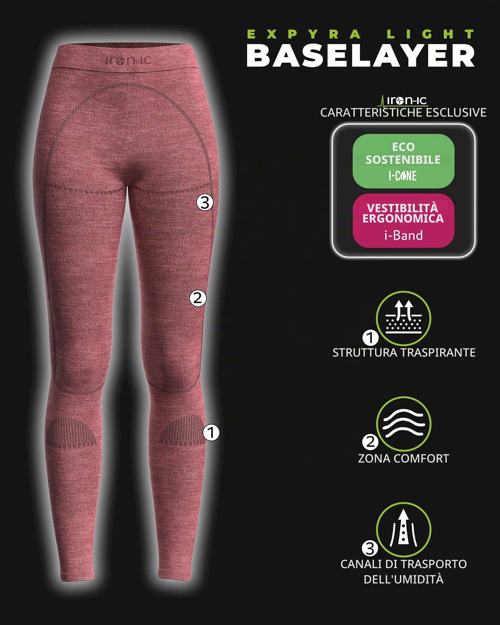 IRON-IC Expyra Light 610871 leggings donna M-L merino 40