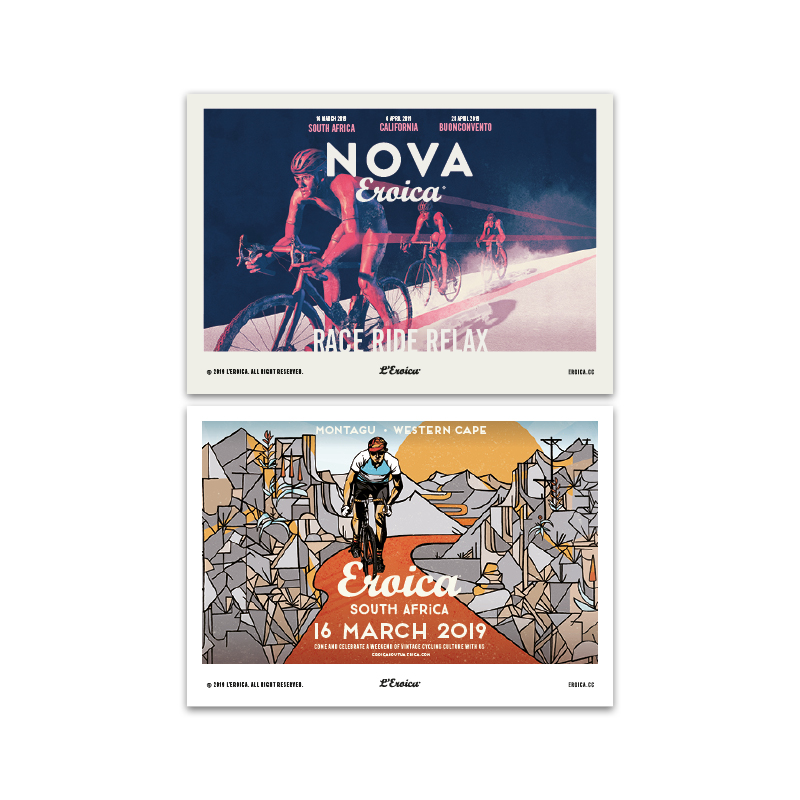 L'Eroica Set Cartoline 2019 Illustrazioni Storiche
