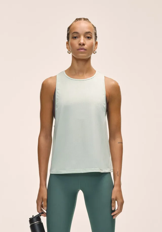 Casall Laser Mesh Flow Tank canotta sportiva verde mesh