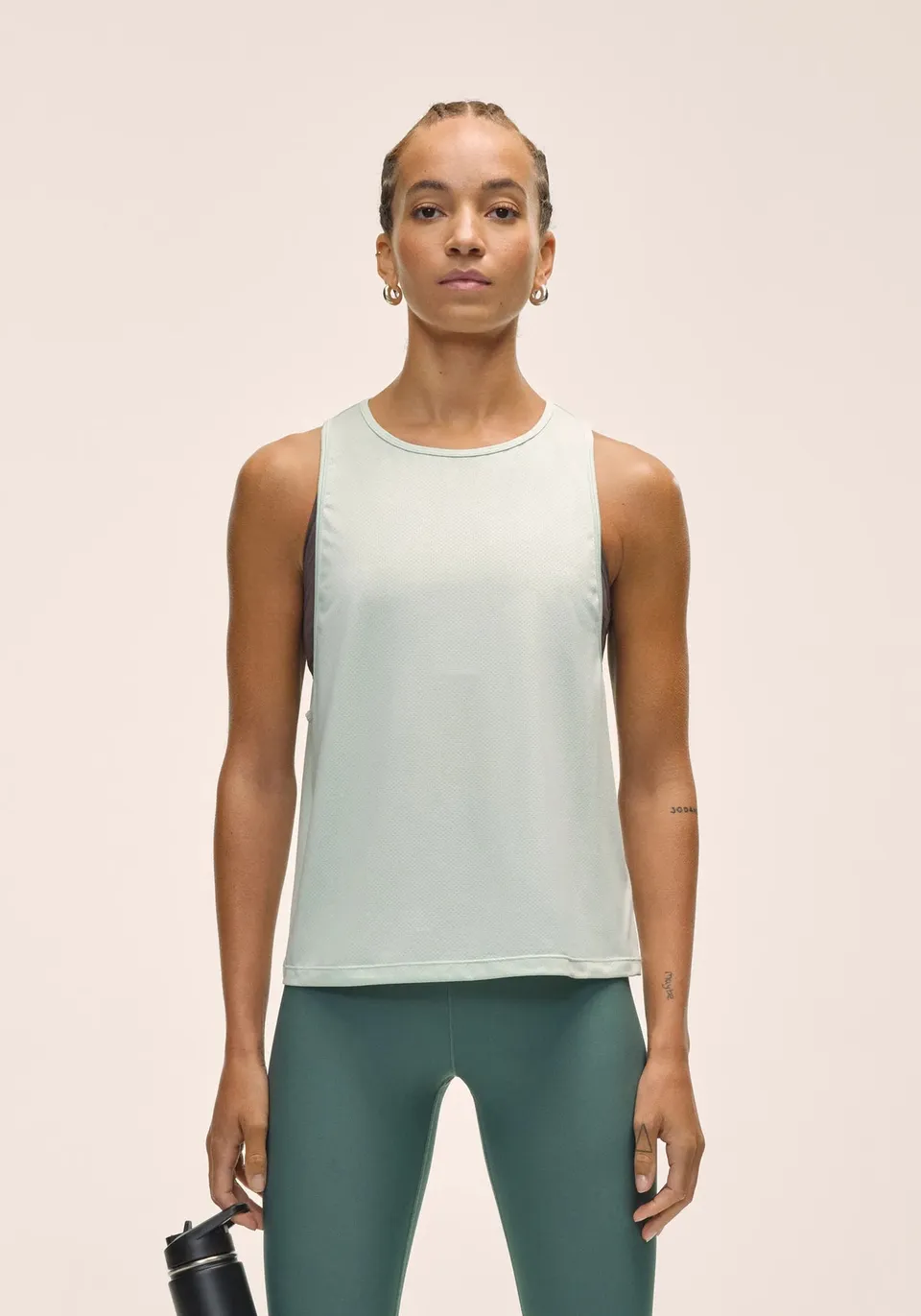 Casall Laser Mesh Flow Tank canotta sportiva verde mesh