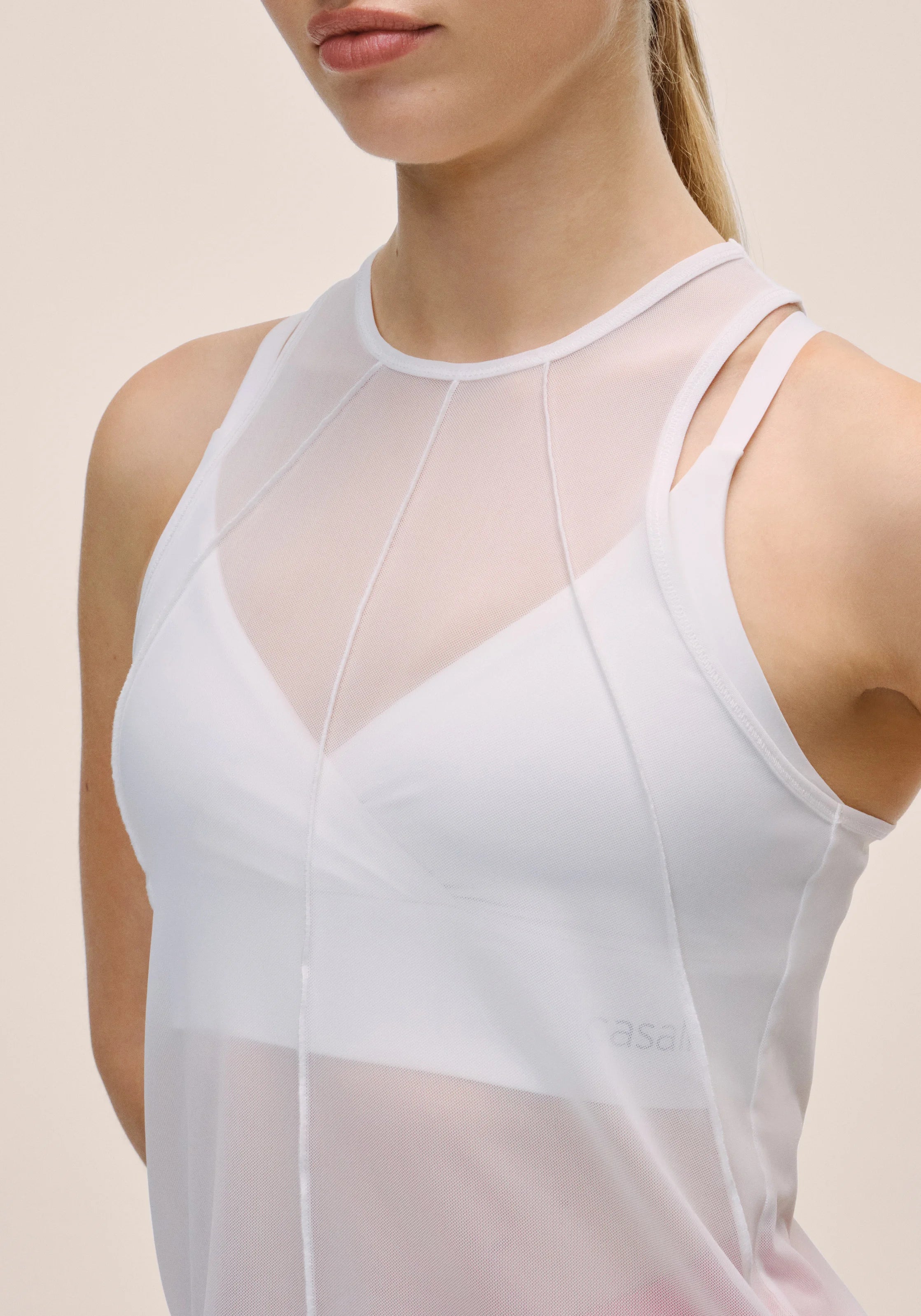 Casall Seam Detail Mesh Tank canotta Bianco mesh traspirante