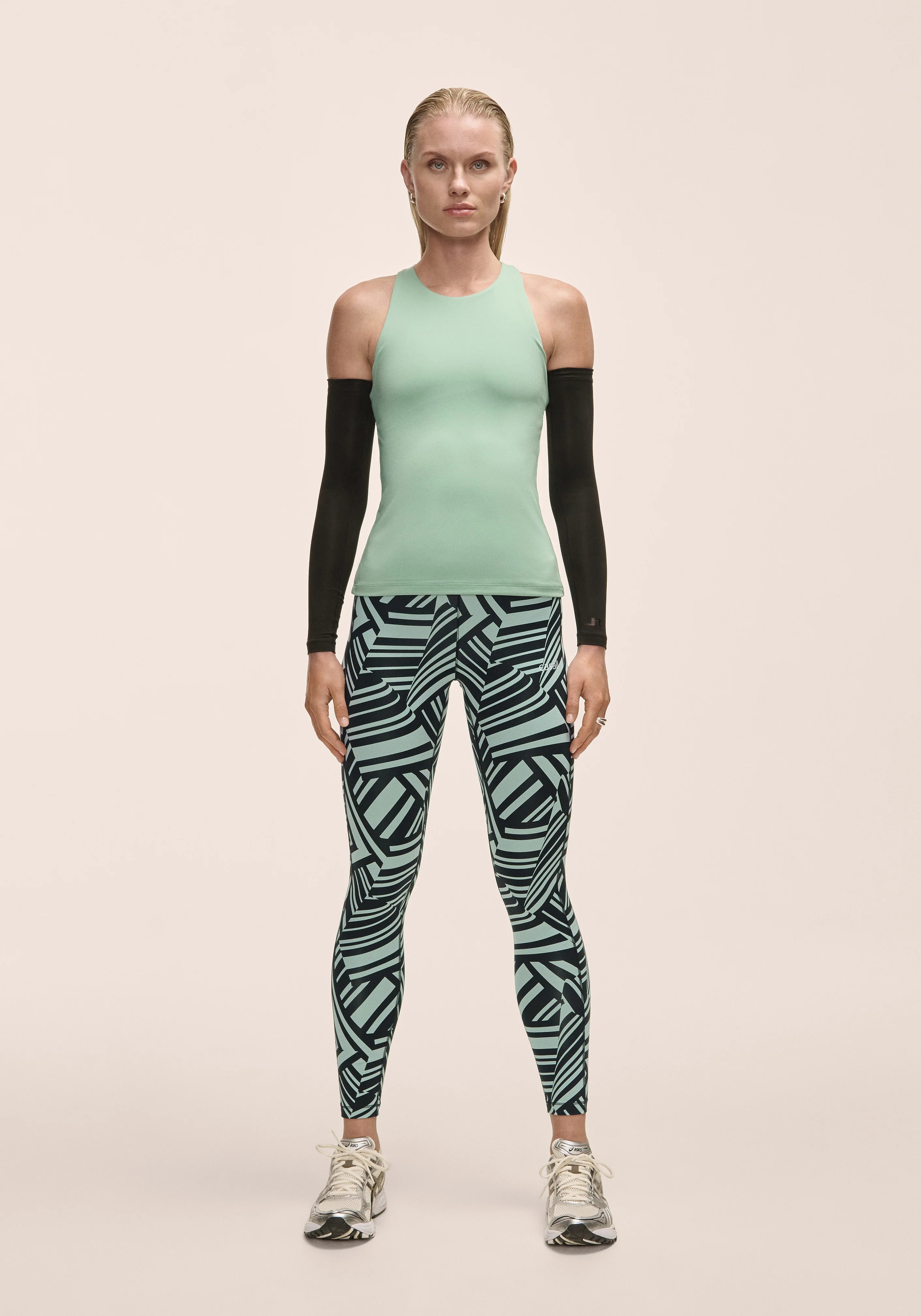 Casall Essential Printed Tights leggings verde vivid vita alta