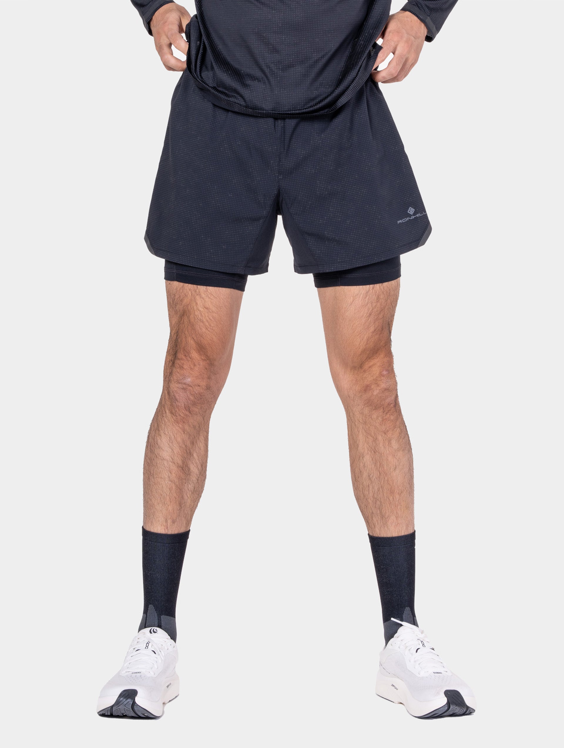 Ronhill Tech Reflect Lux 5" 2in1 shorts running neri riflettenti