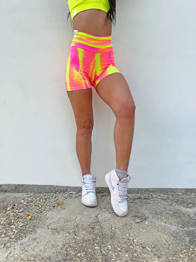 VB Sun shorts sportivi vita alta fluo