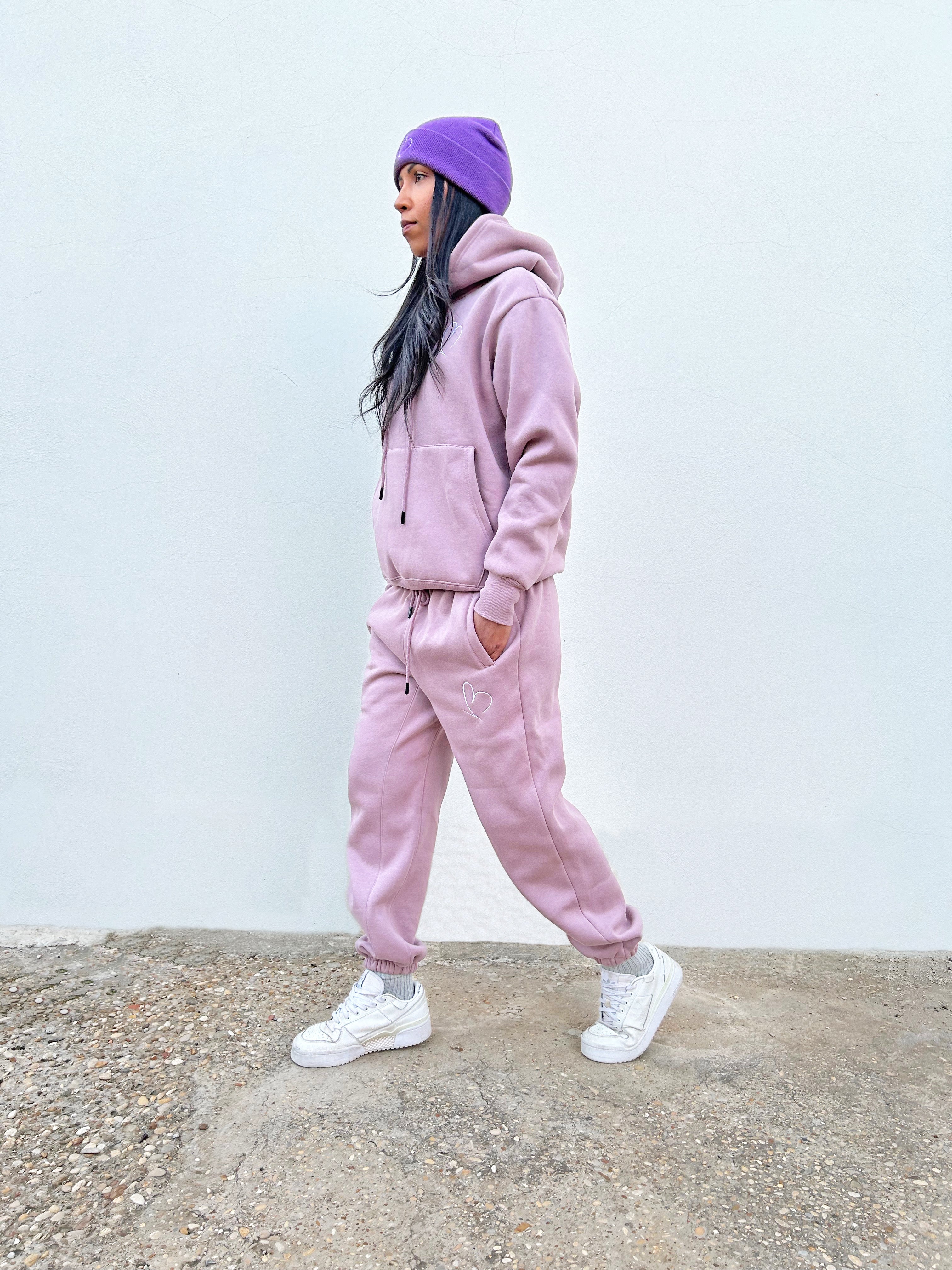 VB Light Purple tuta in cotone felpato con cappuccio