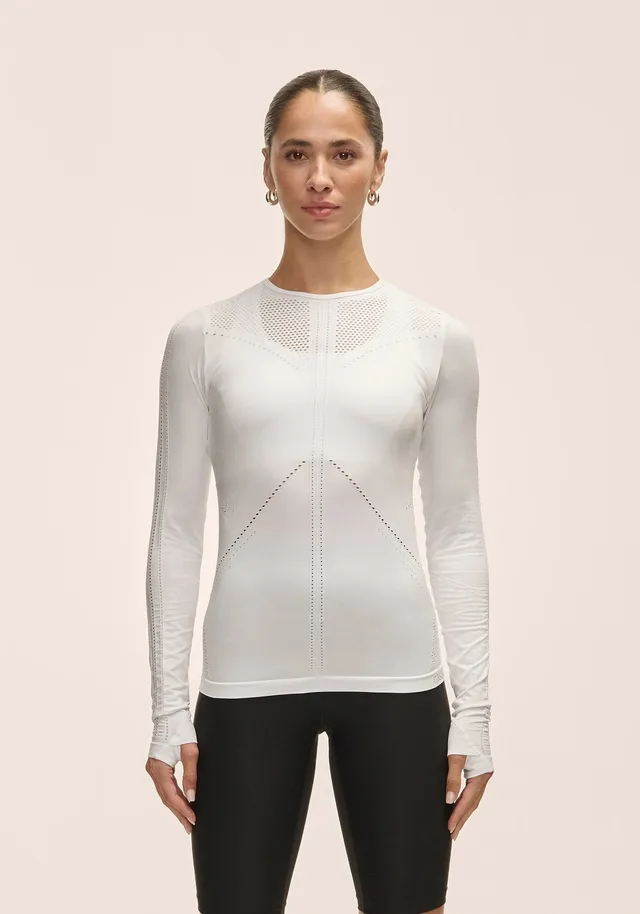 Casall Maze Long Sleeve maglia donna bianca traspirante