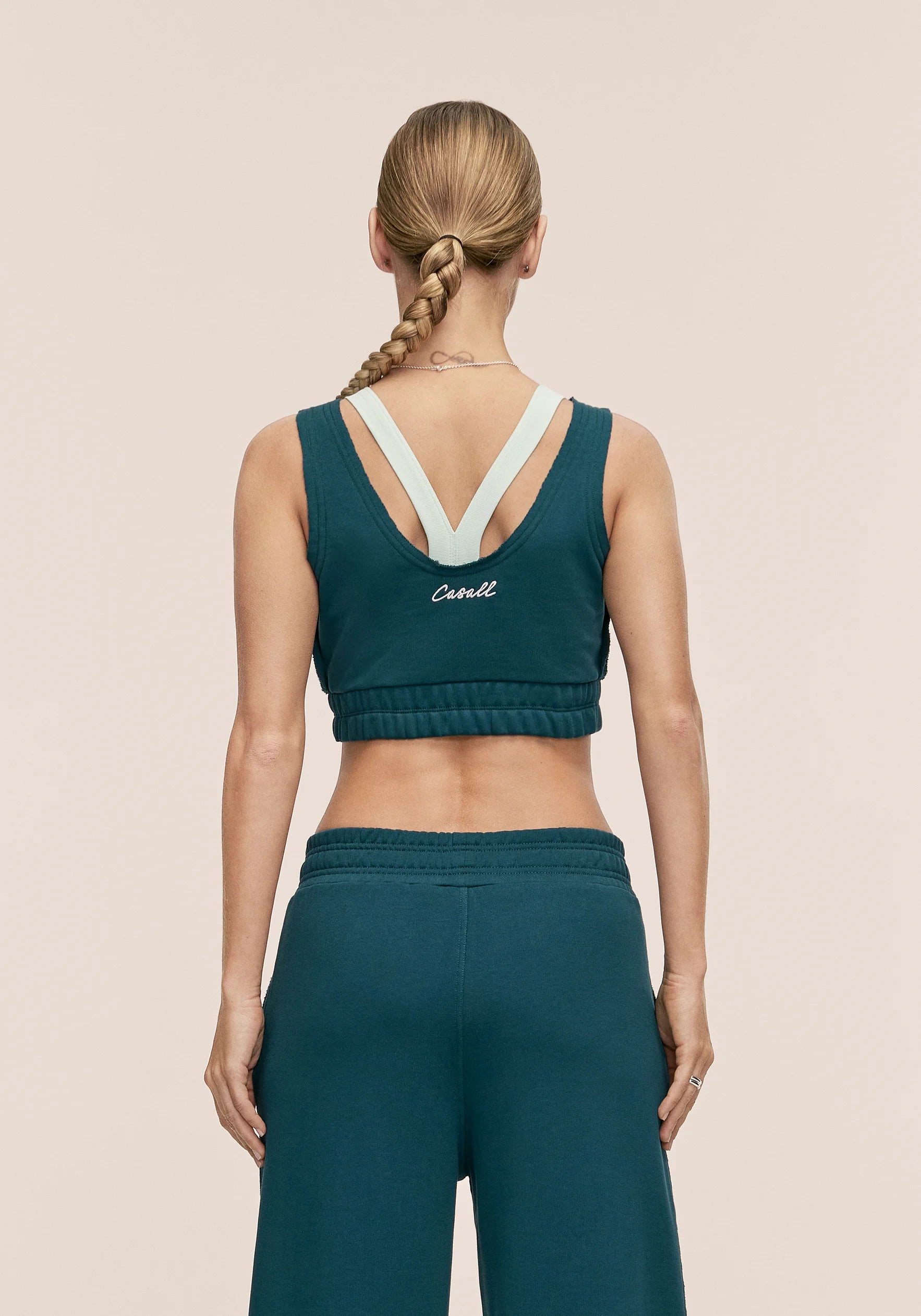 Casall Reversed Seam Terry Top top fitness verde cotone relaxed